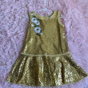 MONNALISA Girls Gold Sequin Dress